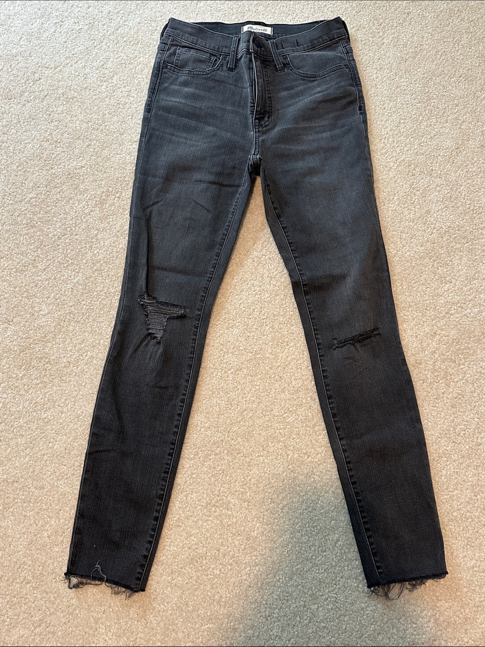 Madewell Black Distressed Skinny Jeans